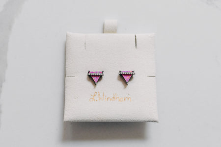 Ophelia Stud Earrings, Pink Opal