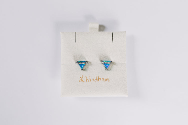 Ophelia Stud Earrings, Light Blue Opal