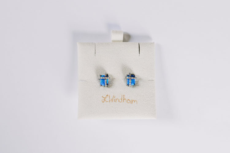 Sloan Stud Earrings, Bright Blue Opal