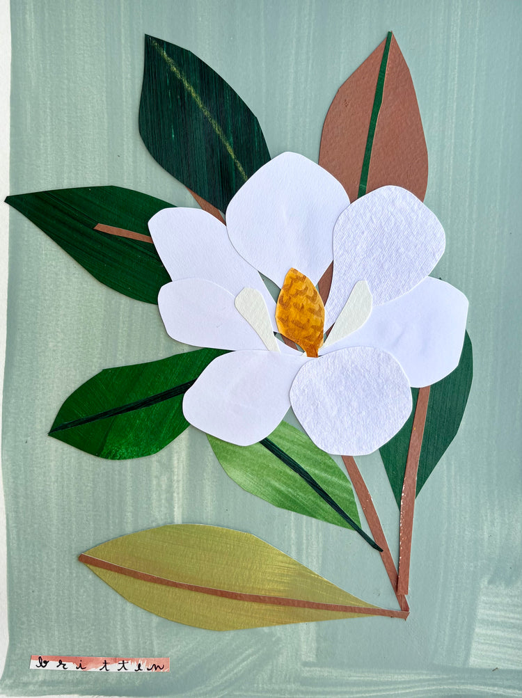 Classic Magnolia on Blue