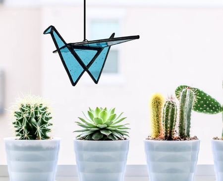 Origami Crane Suncatchers-Cobalt Blue